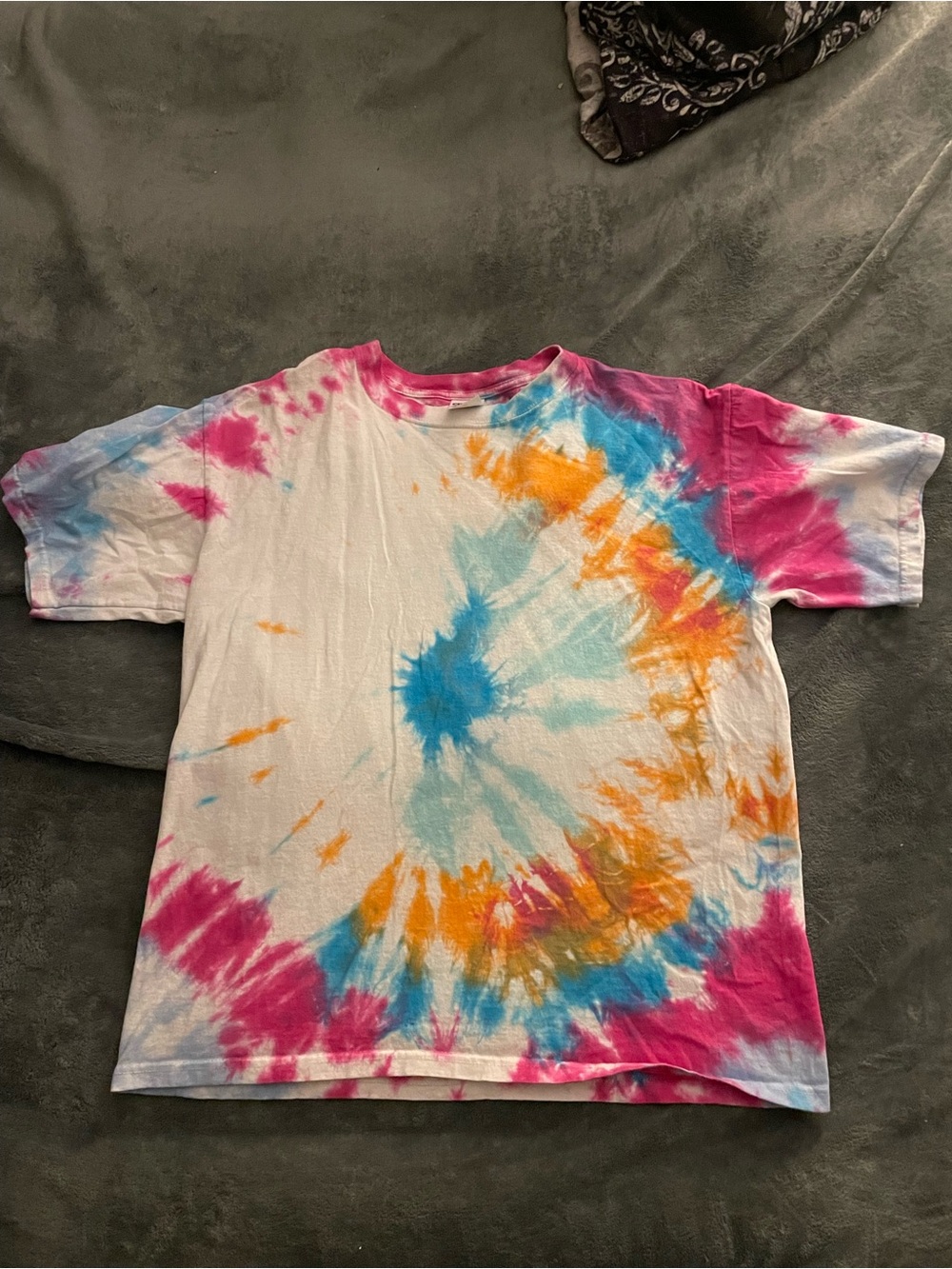 Anvil Rainbow Tie Dye T-Shirt Medium Retro Festival Grunge Streetwear
